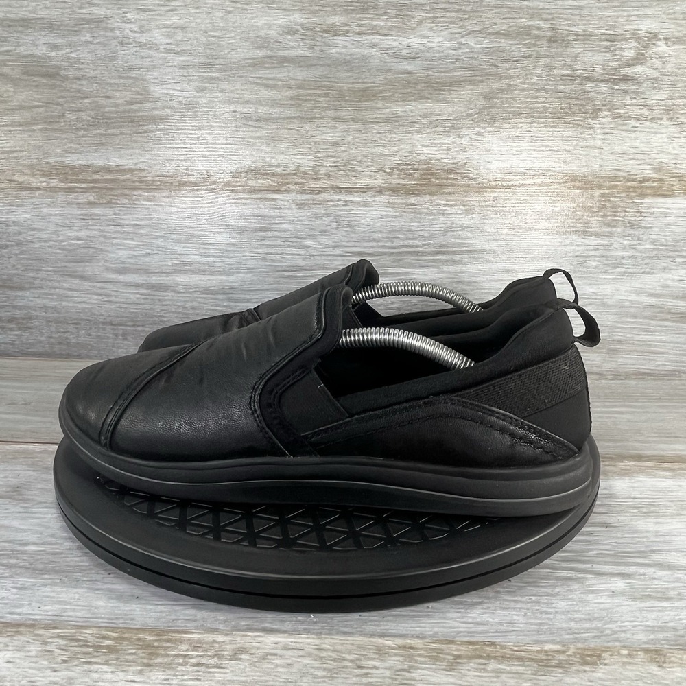Clarks Women's Breeze Dawn Black Leather Slip On Shoes Size 6.5